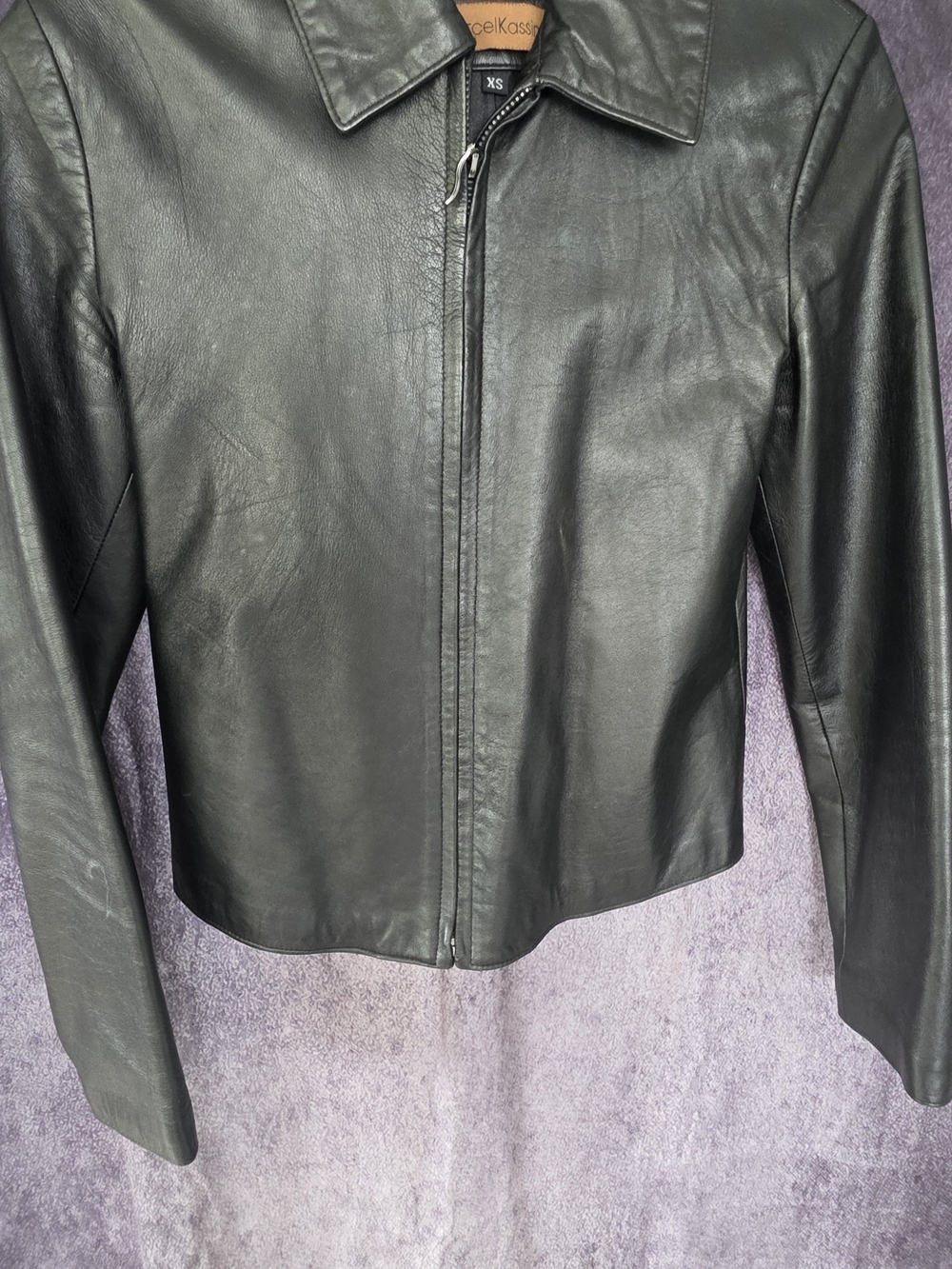 Women’s Black Leather Zip-Front Jacket - XS